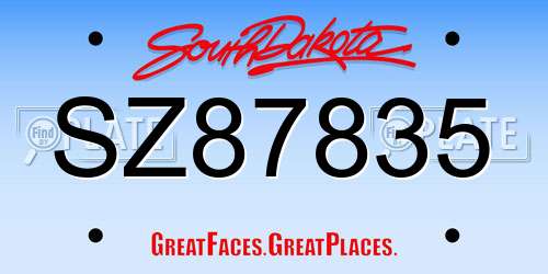 SZ87835 South Dakota License Plate