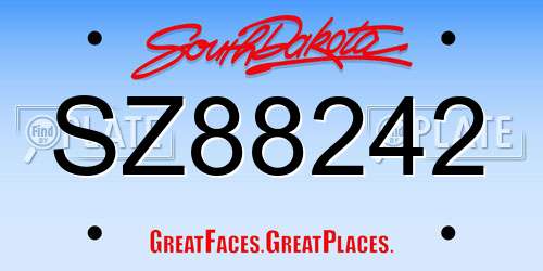 SZ88242 South Dakota License Plate
