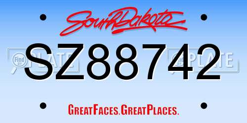 SZ88742 South Dakota License Plate