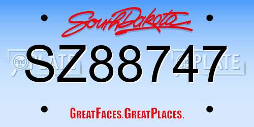 SZ88747 South Dakota License Plate