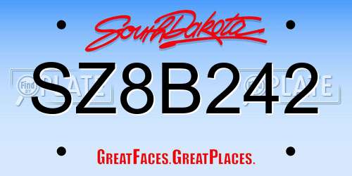 SZ8B242 South Dakota License Plate