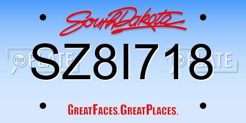 SZ8I718 South Dakota License Plate