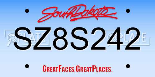 SZ8S242 South Dakota License Plate
