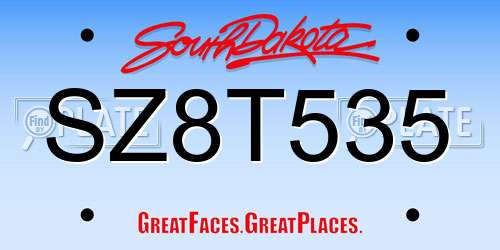 SZ8T535 South Dakota License Plate