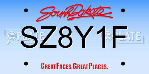 SZ8Y1F South Dakota License Plate