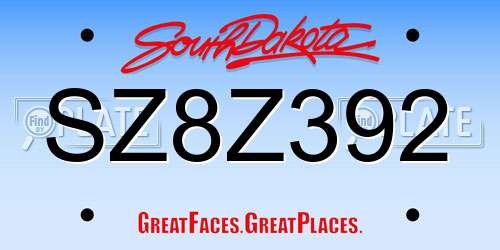 SZ8Z392 South Dakota License Plate