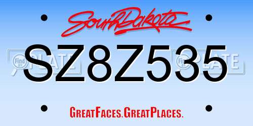 SZ8Z535 South Dakota License Plate