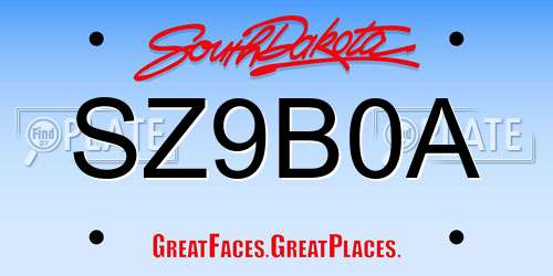 SZ9B0A South Dakota License Plate