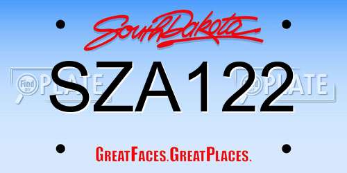 SZA122 South Dakota License Plate