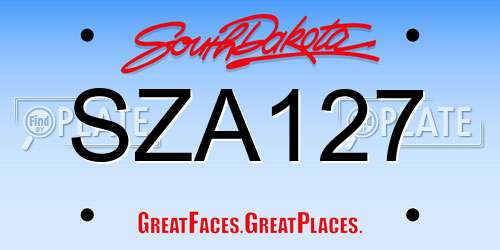 SZA127 South Dakota License Plate