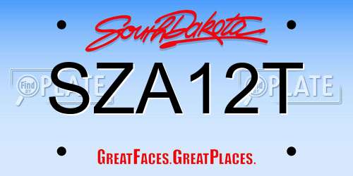 SZA12T South Dakota License Plate