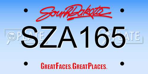 SZA165 South Dakota License Plate