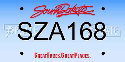 SZA168 South Dakota License Plate
