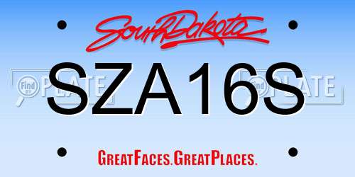 SZA16S South Dakota License Plate