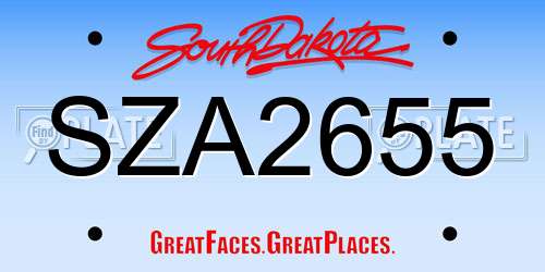 SZA2655 South Dakota License Plate
