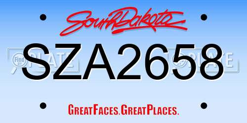SZA2658 South Dakota License Plate
