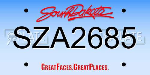 SZA2685 South Dakota License Plate