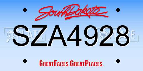 SZA4928 South Dakota License Plate