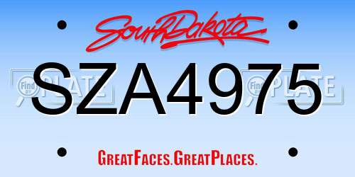 SZA4975 South Dakota License Plate