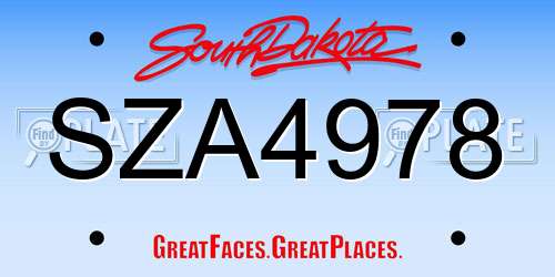 SZA4978 South Dakota License Plate