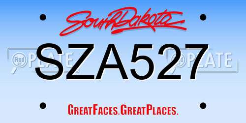 SZA527 South Dakota License Plate