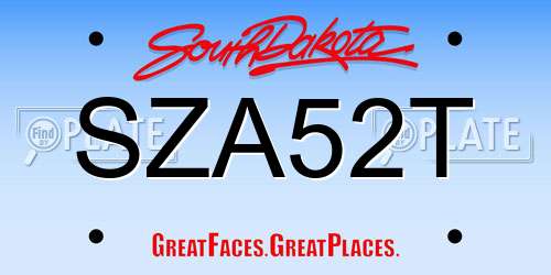 SZA52T South Dakota License Plate