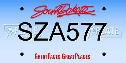 SZA577 South Dakota License Plate