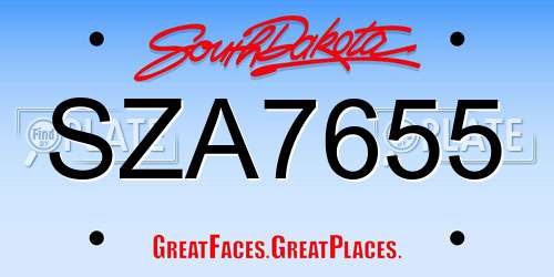 SZA7655 South Dakota License Plate