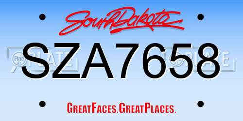 SZA7658 South Dakota License Plate