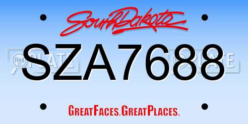 SZA7688 South Dakota License Plate