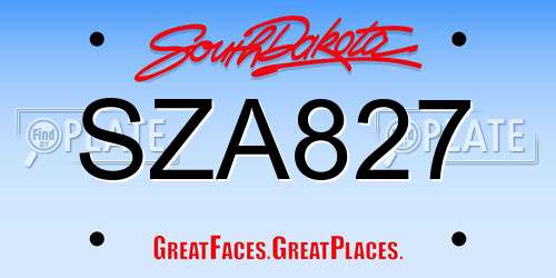 SZA827 South Dakota License Plate