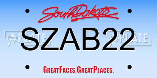 SZAB22 South Dakota License Plate