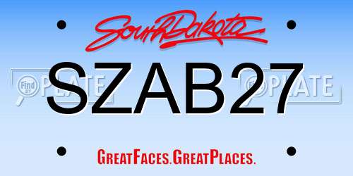 SZAB27 South Dakota License Plate