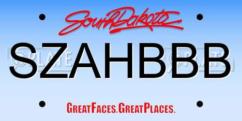 SZAHBBB South Dakota License Plate