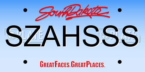 SZAHSSS South Dakota License Plate