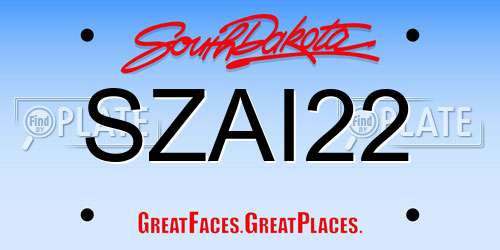 SZAI22 South Dakota License Plate