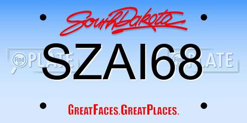 SZAI68 South Dakota License Plate