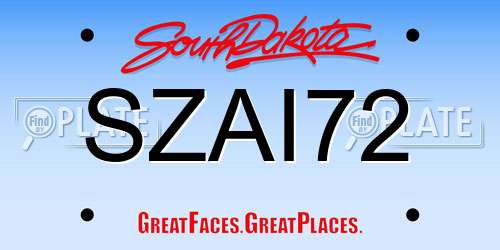 SZAI72 South Dakota License Plate