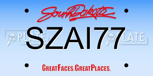 SZAI77 South Dakota License Plate