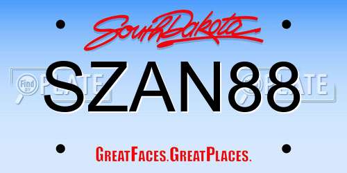 SZAN88 South Dakota License Plate