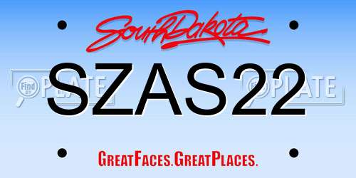 SZAS22 South Dakota License Plate