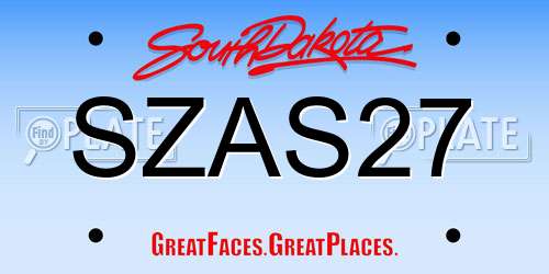 SZAS27 South Dakota License Plate