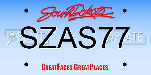 SZAS77 South Dakota License Plate
