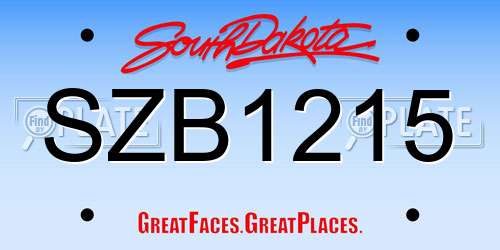 SZB1215 South Dakota License Plate