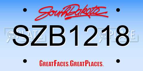 SZB1218 South Dakota License Plate