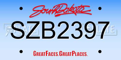 SZB2397 South Dakota License Plate