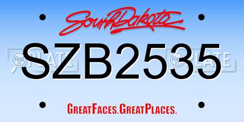 SZB2535 South Dakota License Plate