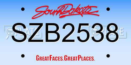 SZB2538 South Dakota License Plate