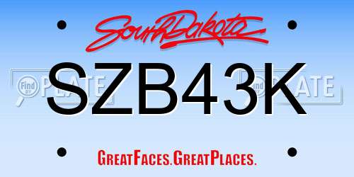 SZB43K South Dakota License Plate