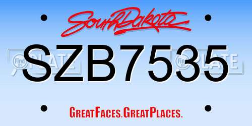 SZB7535 South Dakota License Plate